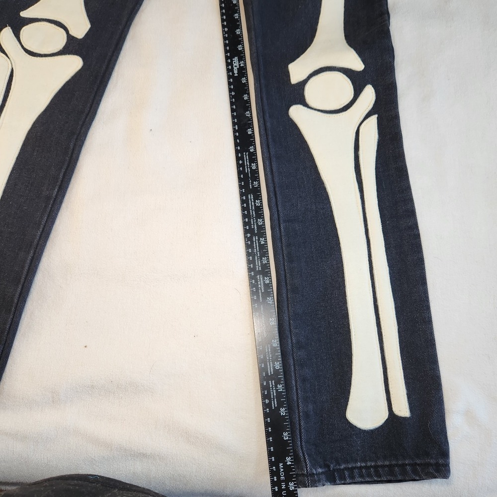 MNML Black Jeans with White Skeleton Bone Print - Picture 6 of 6